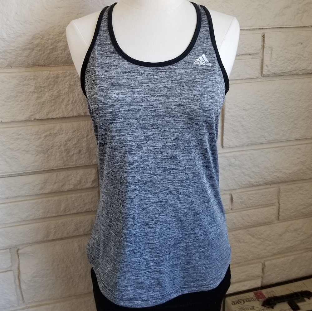 Adidas Climalite Keyhole Heathered Grey Tank Top